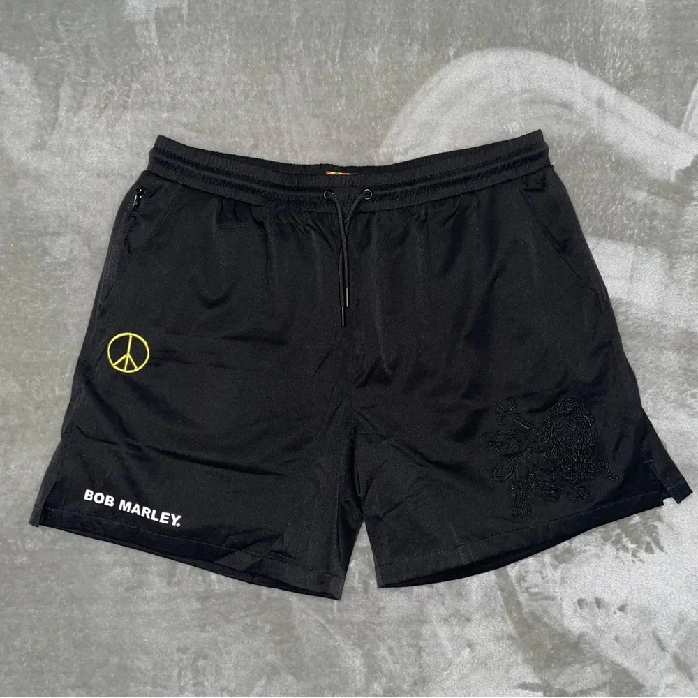 NWT Bob Marley Shoe Palace Athletic Shorts Black 2XL Lion of Judah Peace